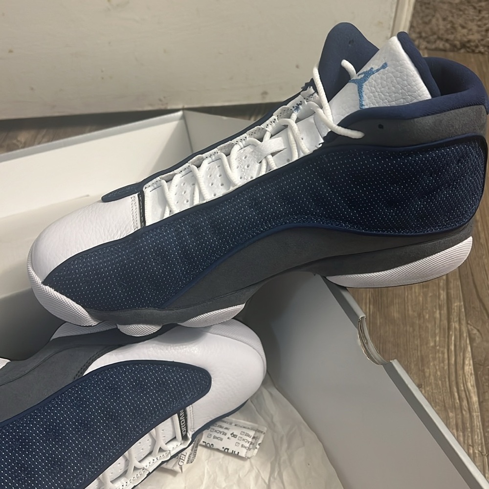 Air Jordan retro 13 navy blue and white with gray